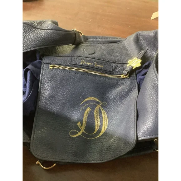 Draper James Navy Leather Tote Bag Very Beautiful Bag - Picture 7 of 11